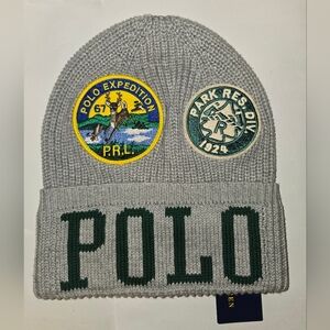 POLO RALPH LAUREN PATCHES KNIT BEANIE EXPEDITION PARK RES. 1924 HAT